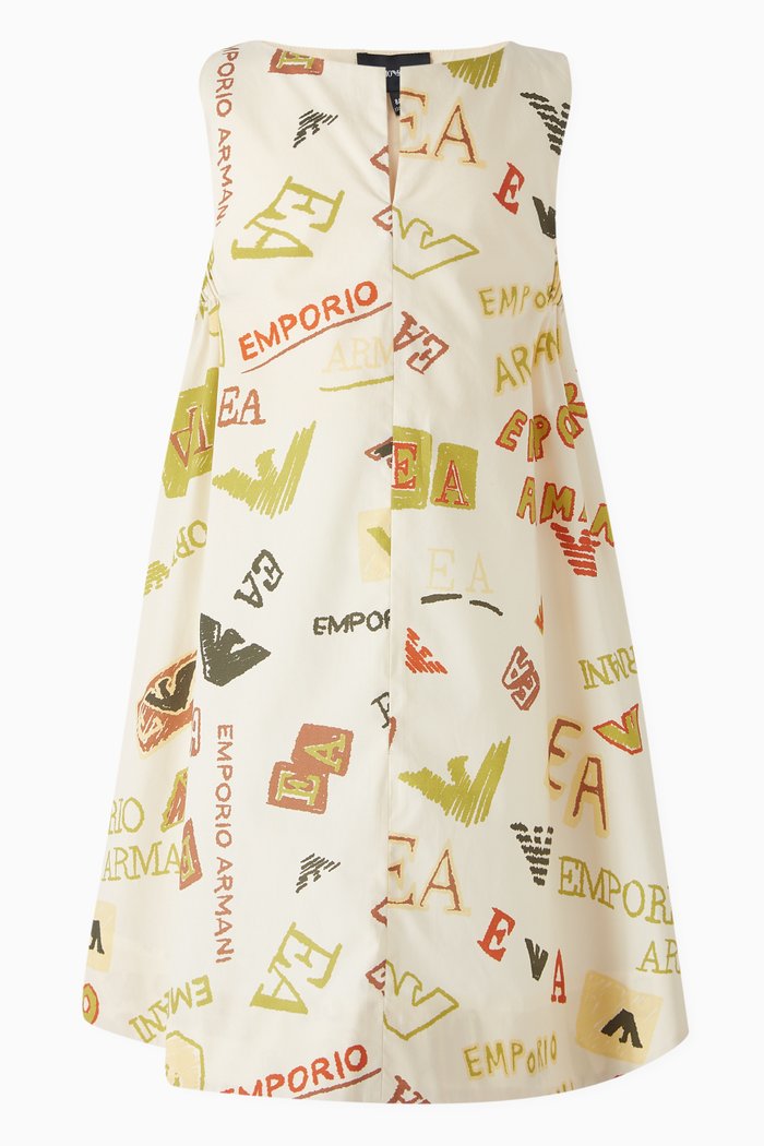 

All-over Logo Dress in Cotton-poplin, Neutral