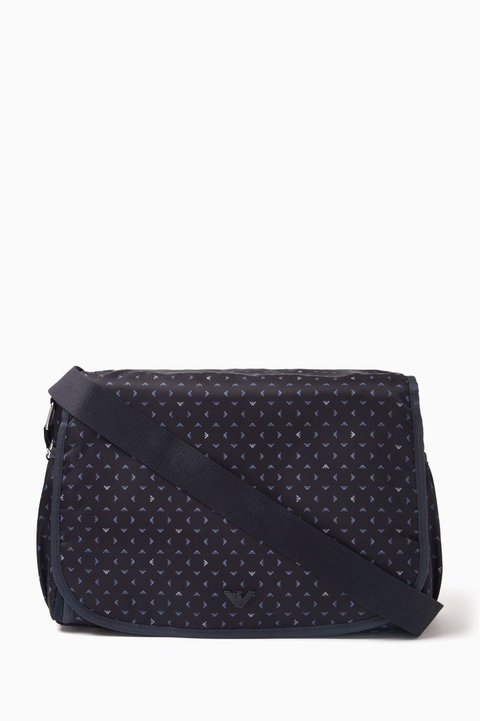 

All-over Logo Diaper Bag in Nylon, Blue
