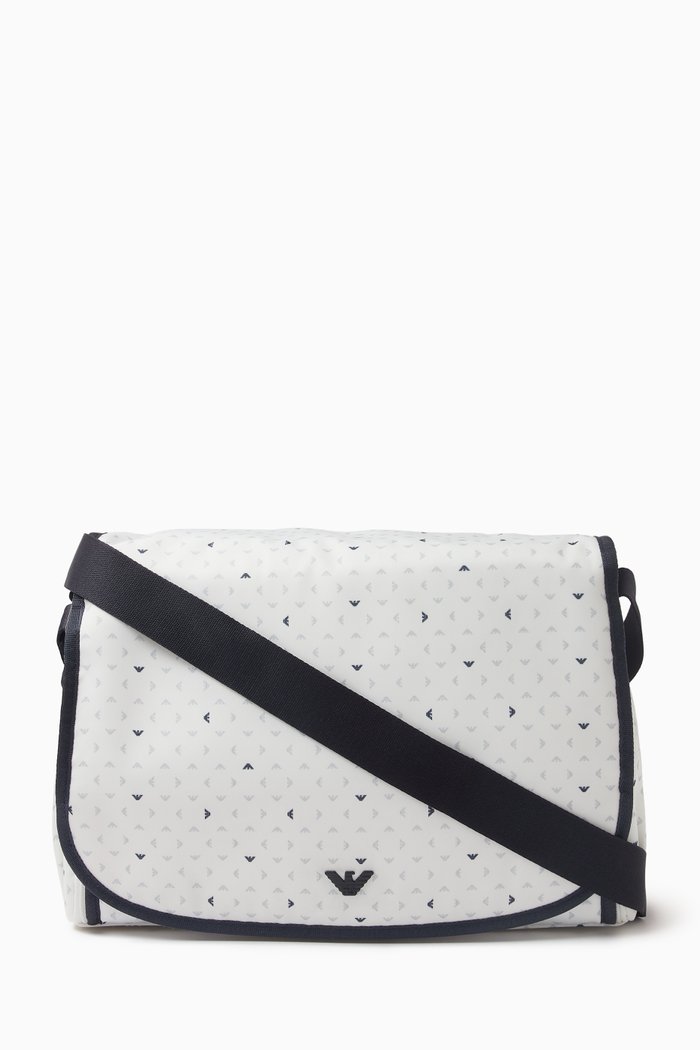 

All-over Logo Diaper Bag in Nylon, White