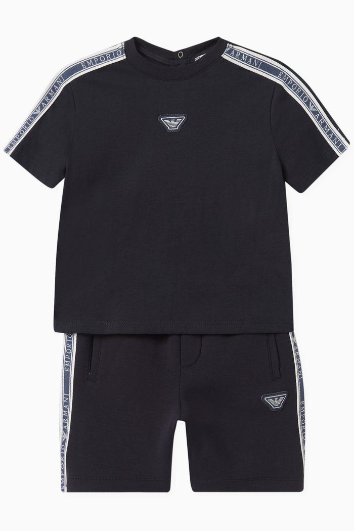 

Text Logo Tape T-shirt & Shorts Set, Blue