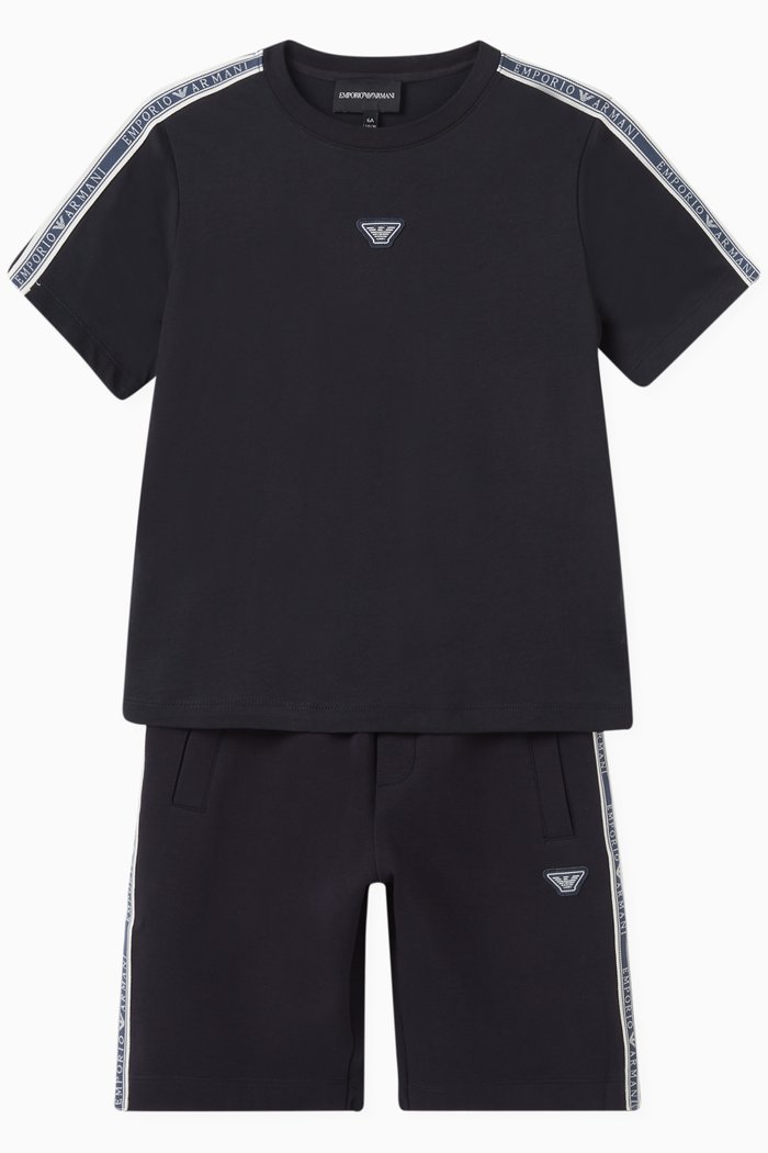 

Text Logo Tape T-shirt & Shorts Set, Blue