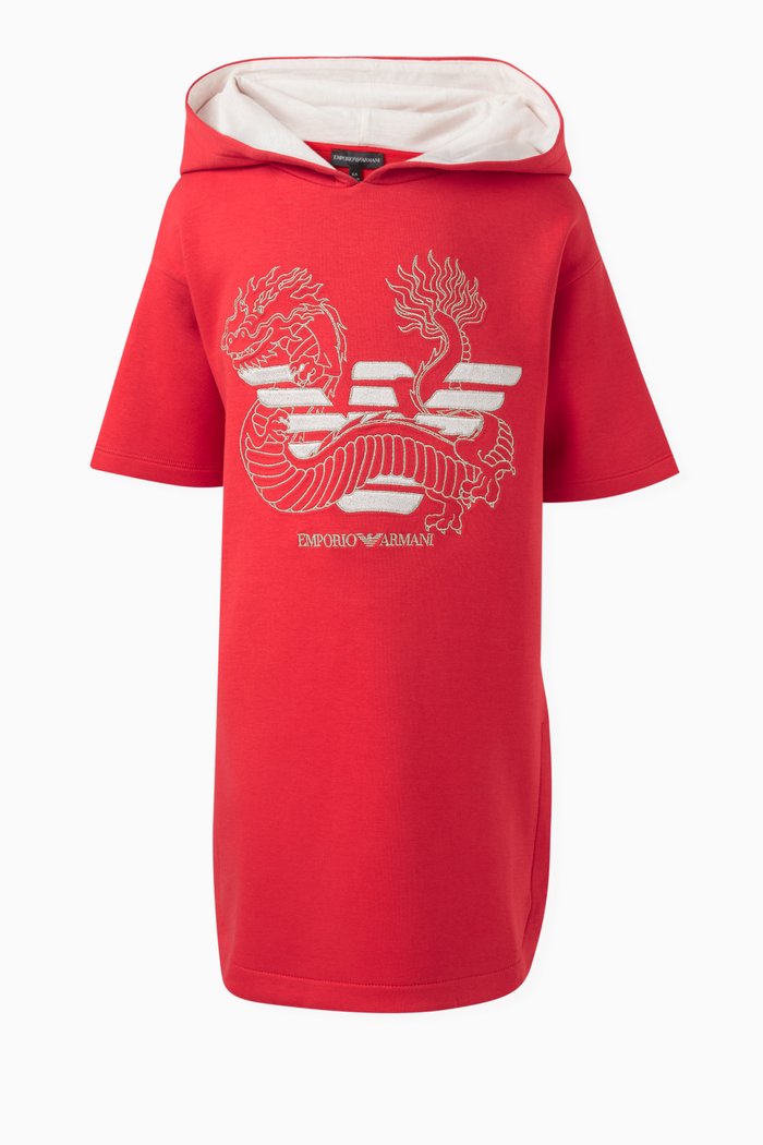 

Chinese New Year Logo-print T-shirt Dress in Cotton, Red