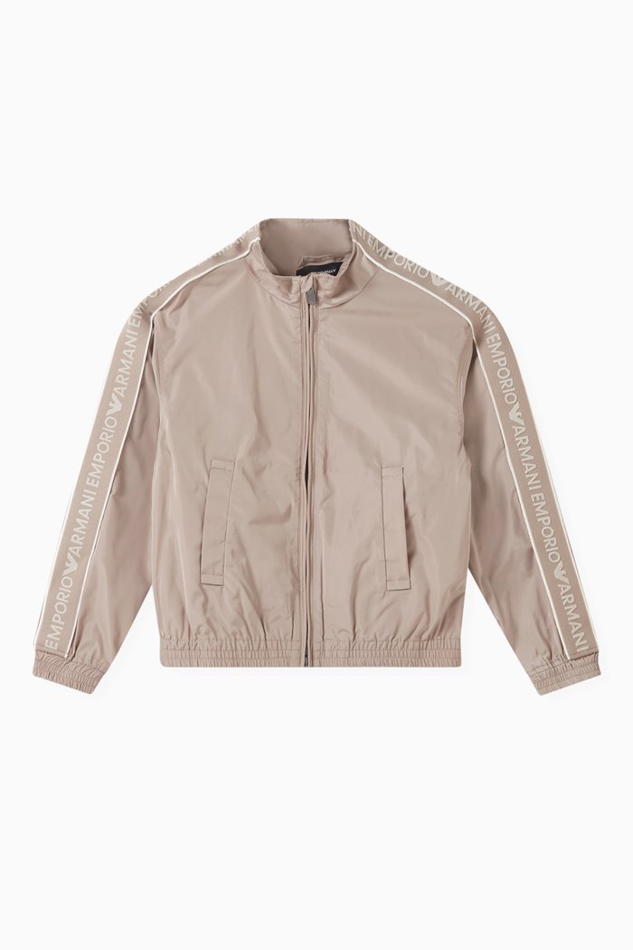Logo-trim Jacket in Nylon, Brown