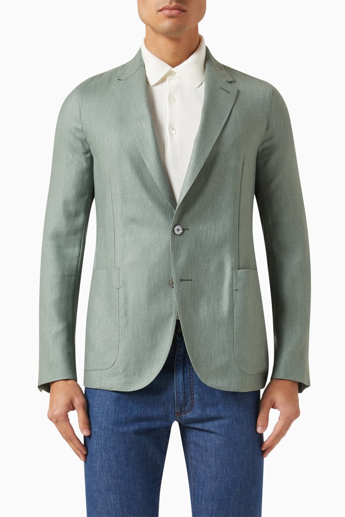 

Shirt Jacket in Cashmere Silk & Linen-blend, Green