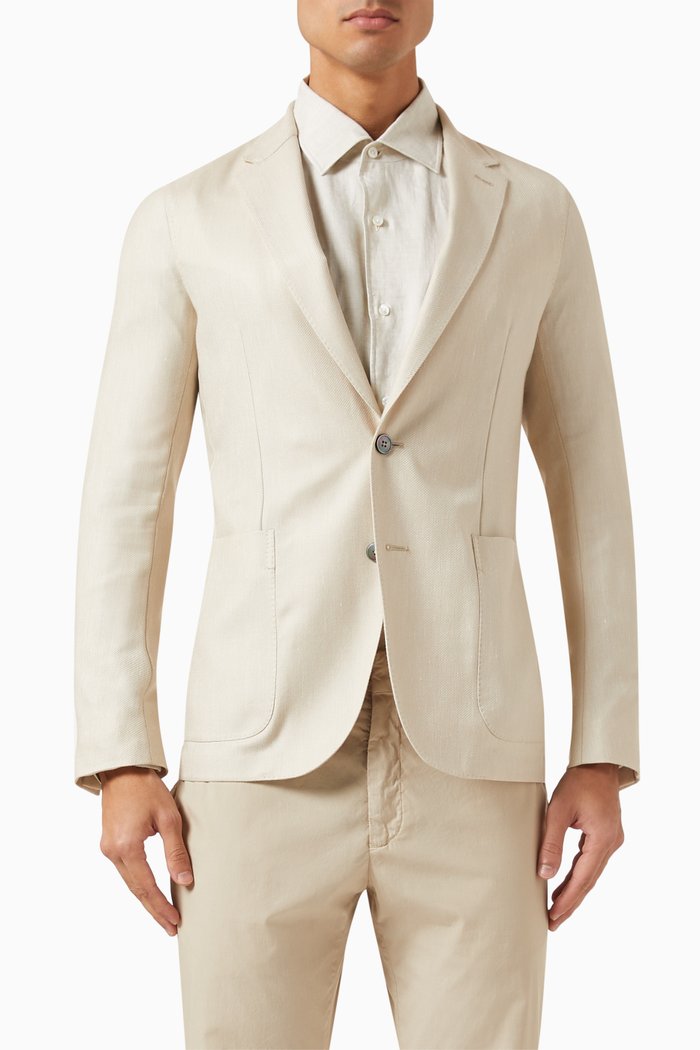 

Shirt Jacket in Cashmere Silk & Linen-blend, Neutral