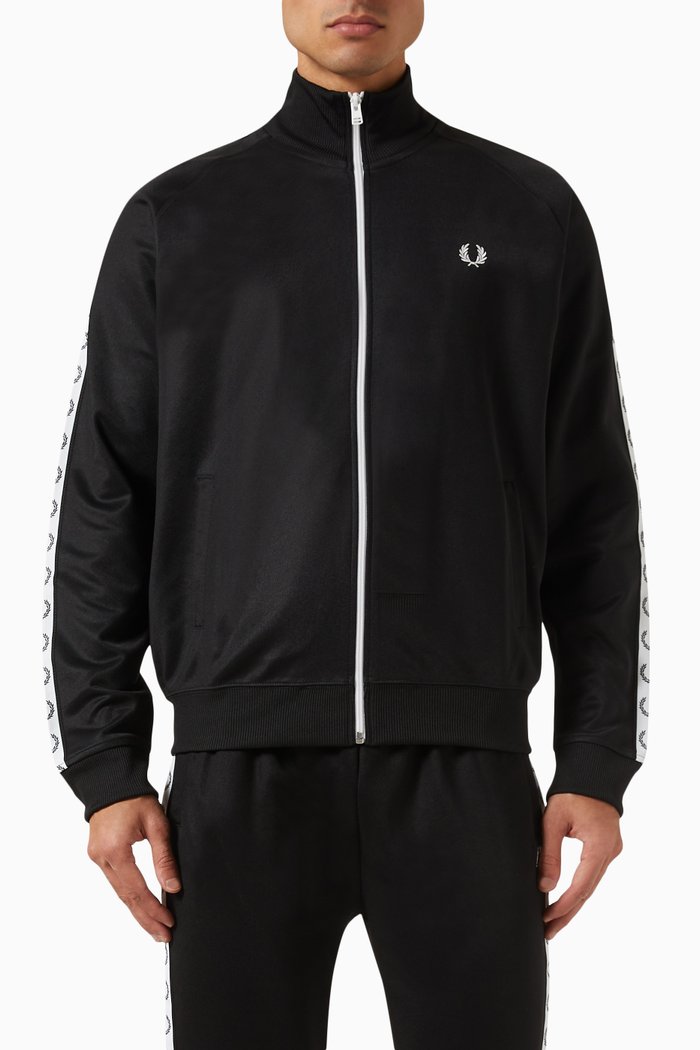 Taped Track Jacket in Recycled-polyester Blend, Black