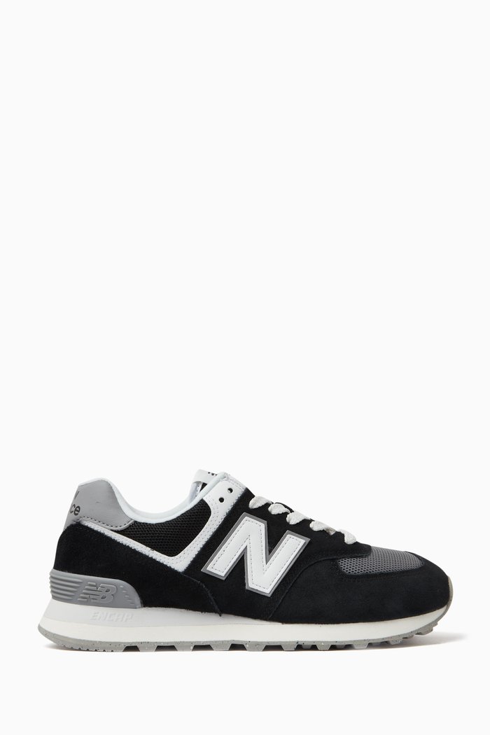 

574 Low-top Sneakers in Suede & Mesh, Black