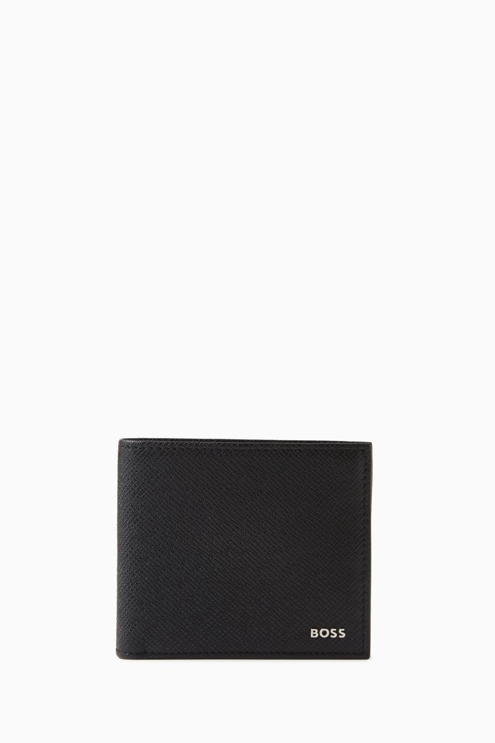 

Shotgun Logo Billfold Wallet in Embossed Leather, Black