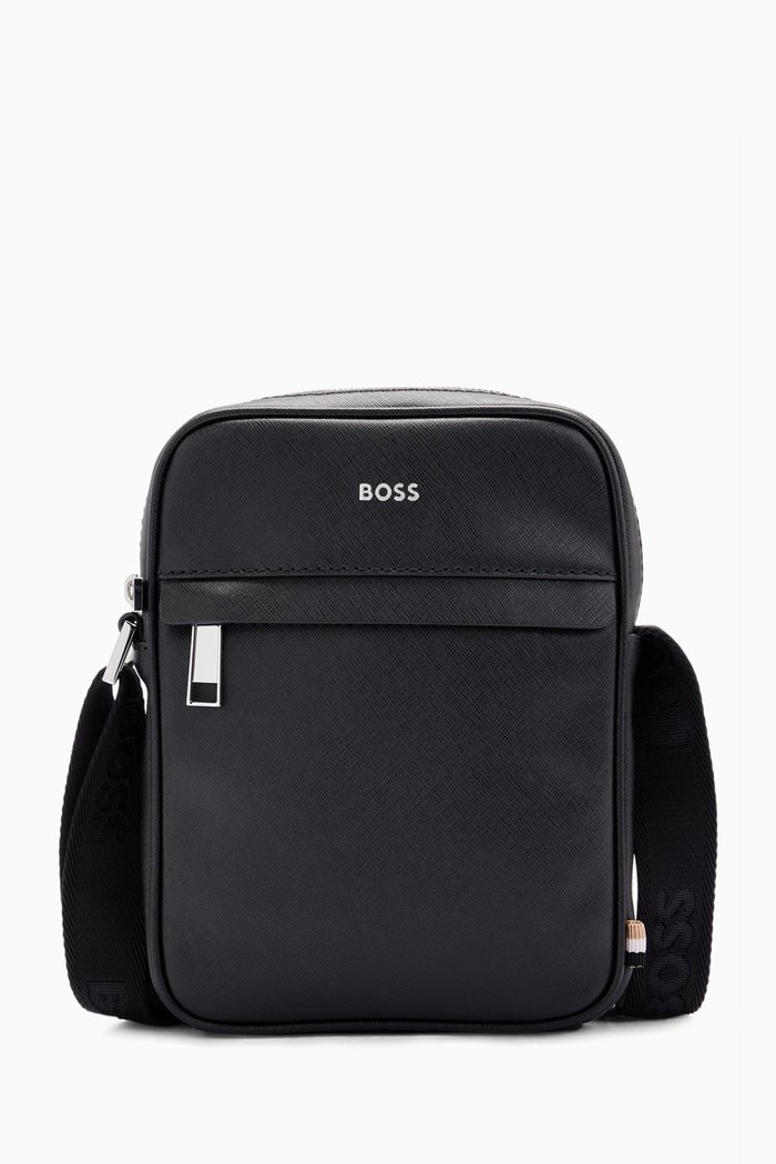 

Logo Reporter Bag in Regenerated Leather, Black