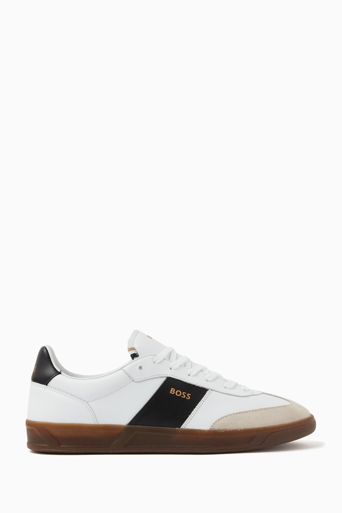 

Logo Sneakers in Calf Leather & Suede, White