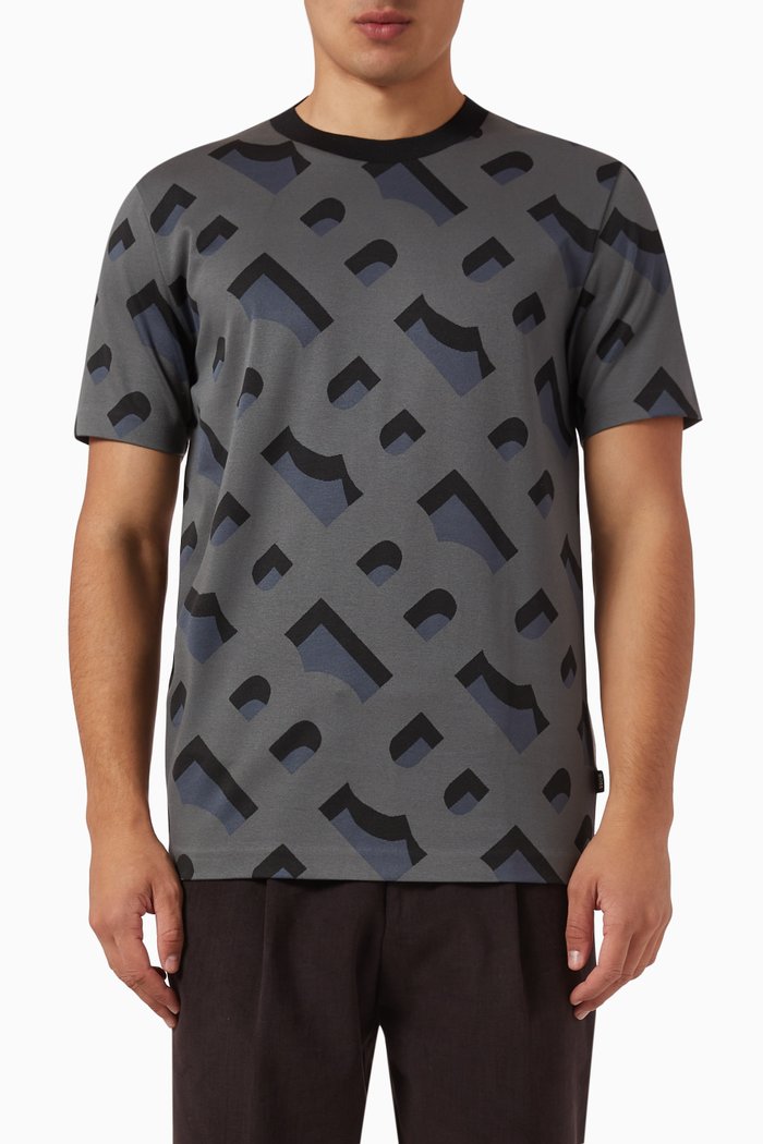 

Jacquard Monogram T-shirt in Cotton Blend, Black