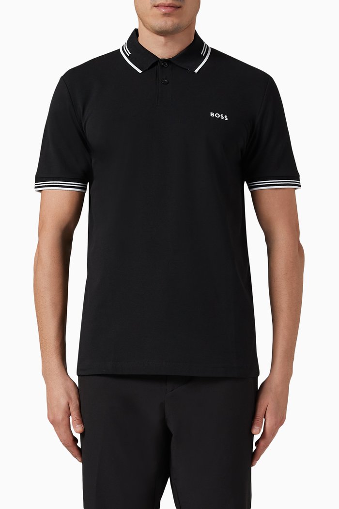 

Paul Slim-fit Polo Shirt in Stretch-cotton, Black