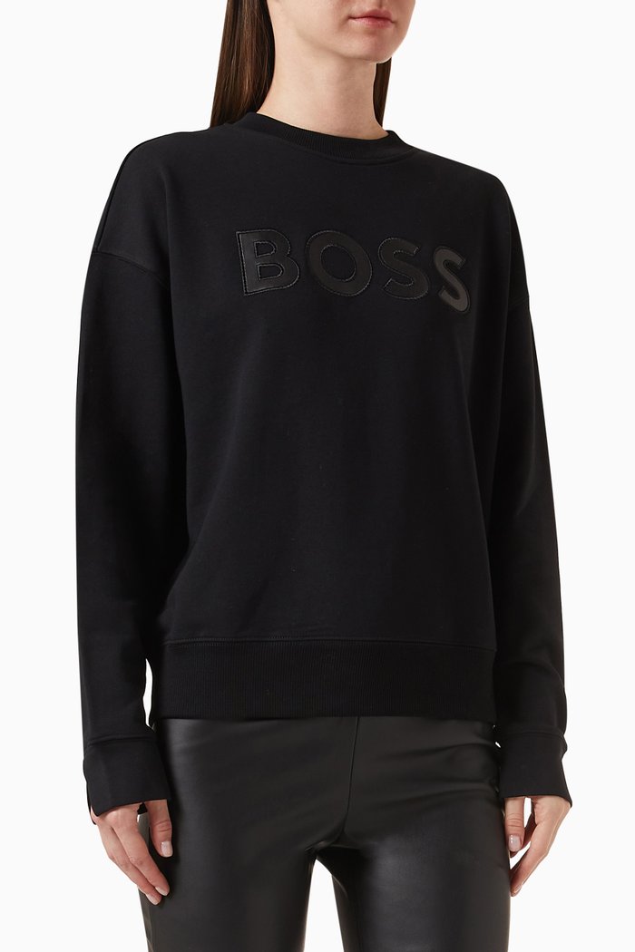

Logo Print Sweatshirt in Cotton Terry, Black