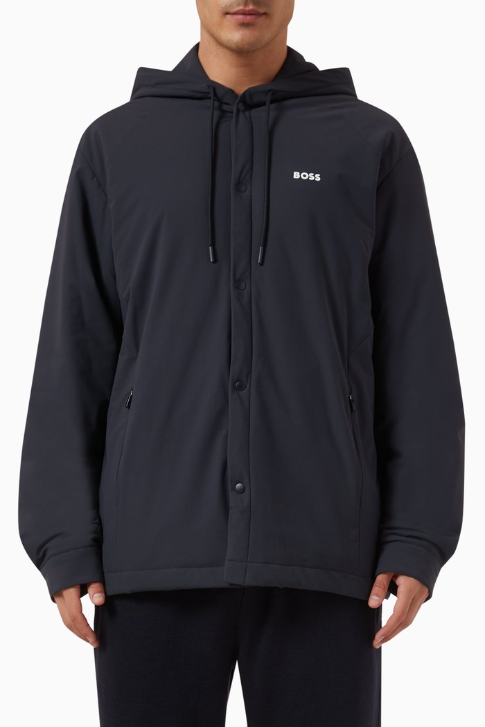 

Hooded Overshirt in Nylon Blend, Blue