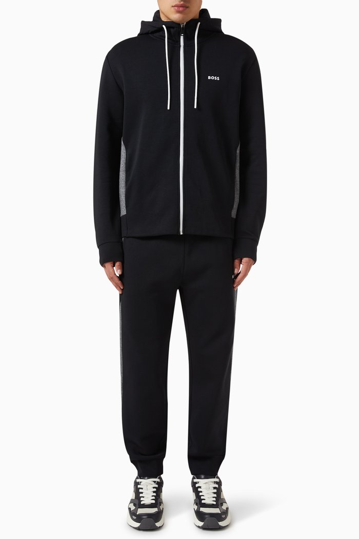 

Logo Track Suit Set in Stretch Cotton, Black