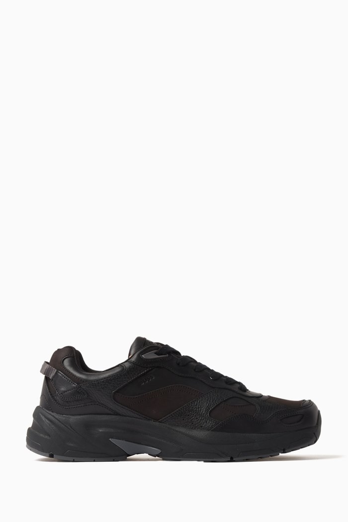 

Sneakers in Mixed Leathers, Black