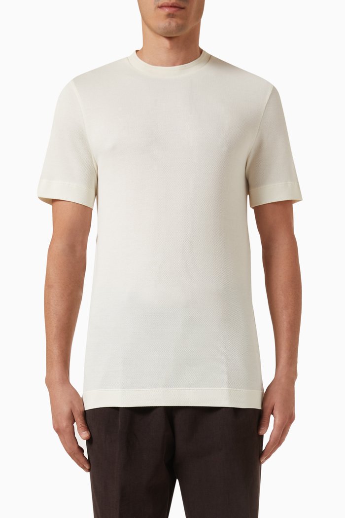 

Textured T-shirt in Cotton-silk, White