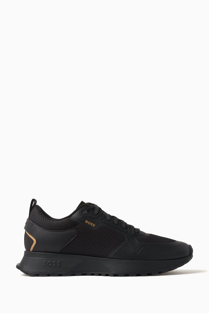 

Sneakers in Mixed Materials, Black