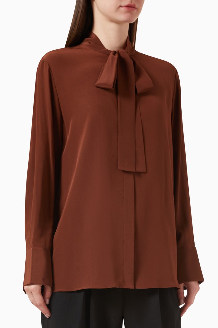 

Relaxed-fit Blouse in Washed Silk, Brown