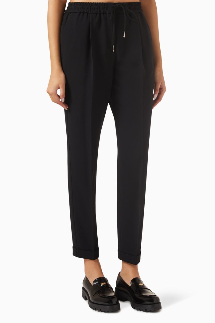 

Tariyana 9 Drawstring Pants in Crêpe, Black