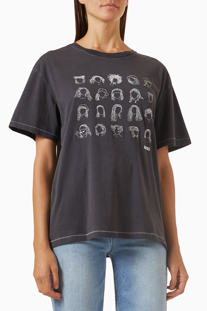 

Embroidered Relaxed-fit T-shirt in Cotton-jersey, Black