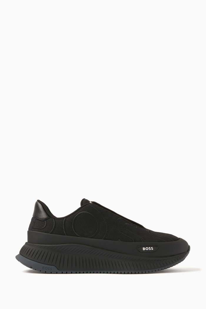 

Titanium Evo Runn Sneakers in Mesh & Faux Leather, Black