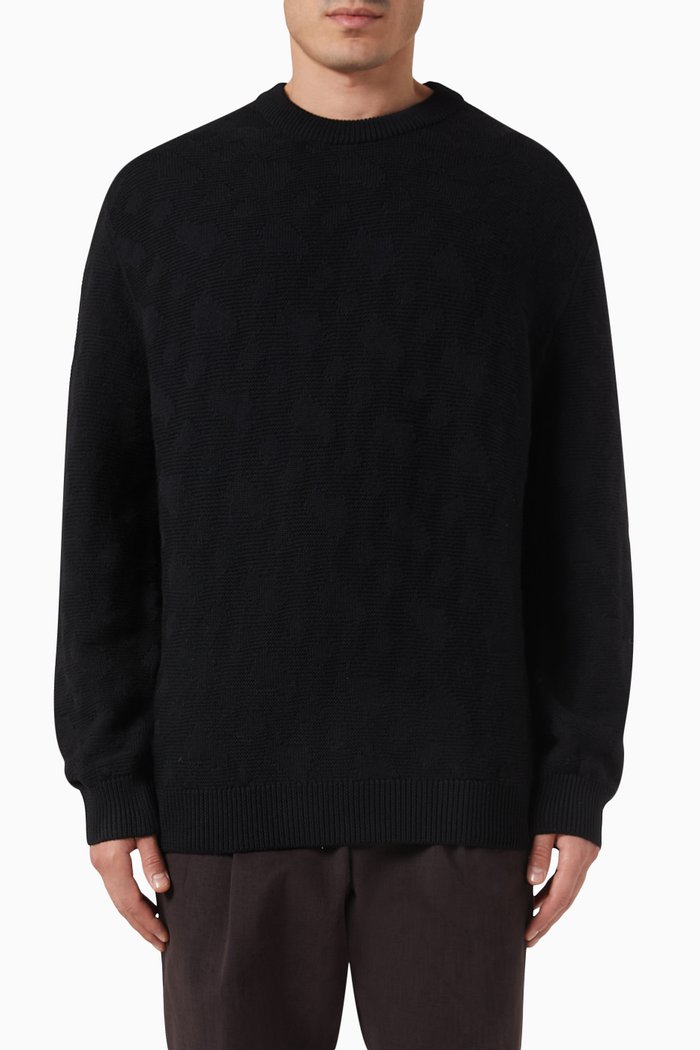 

Graphic-jacquard Sweater in Virgin Wool Blend, Black