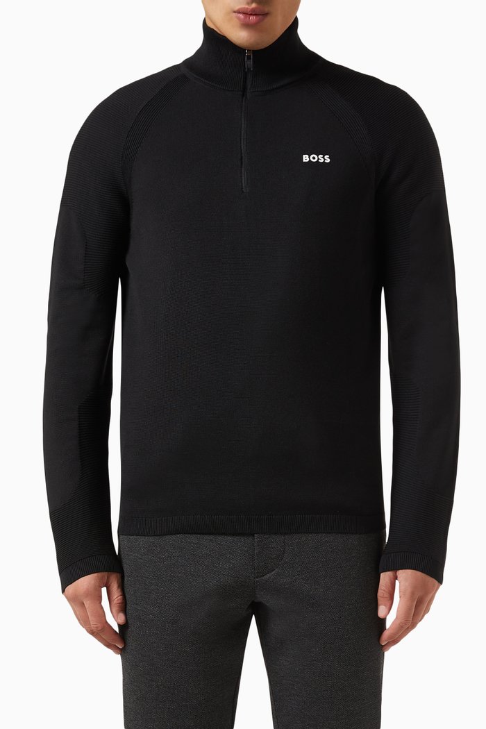 

Logo Sweater in Cotton Blend Knit, Black