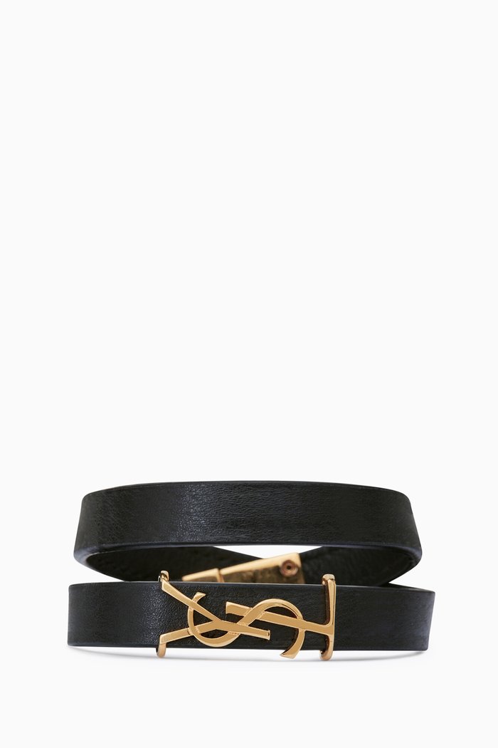 

Opyum Double Wrap Bracelet in Leather, Black