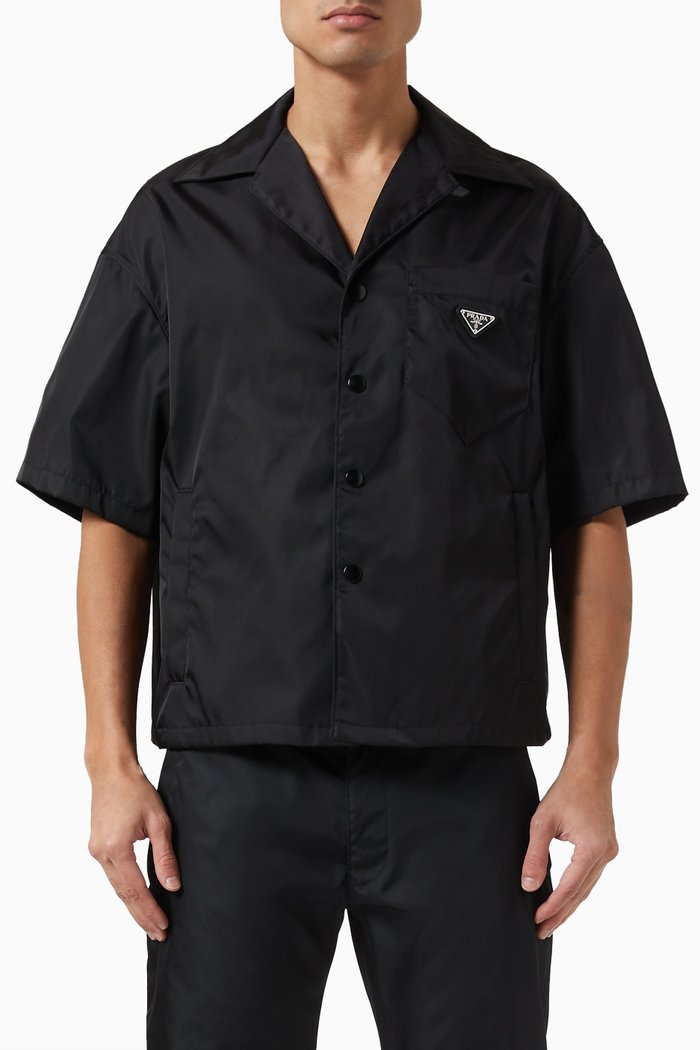 

Short-sleeved Logo Shirt in Re-Nylon, Black