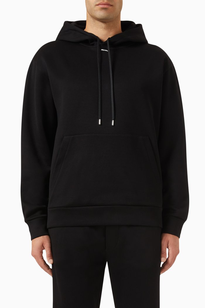 

Logo Hoodie in Technical Cotton, Black