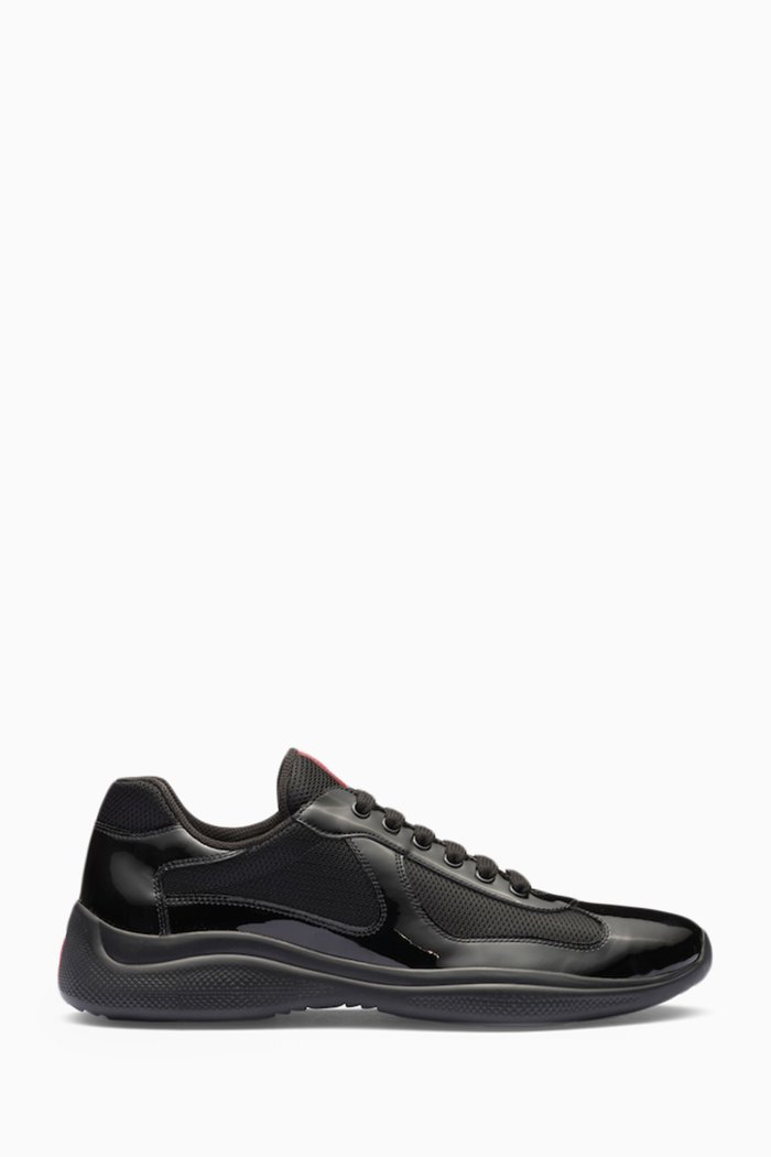 America's Cup Sneakers in Patent Leather & Technical Fabric, Black