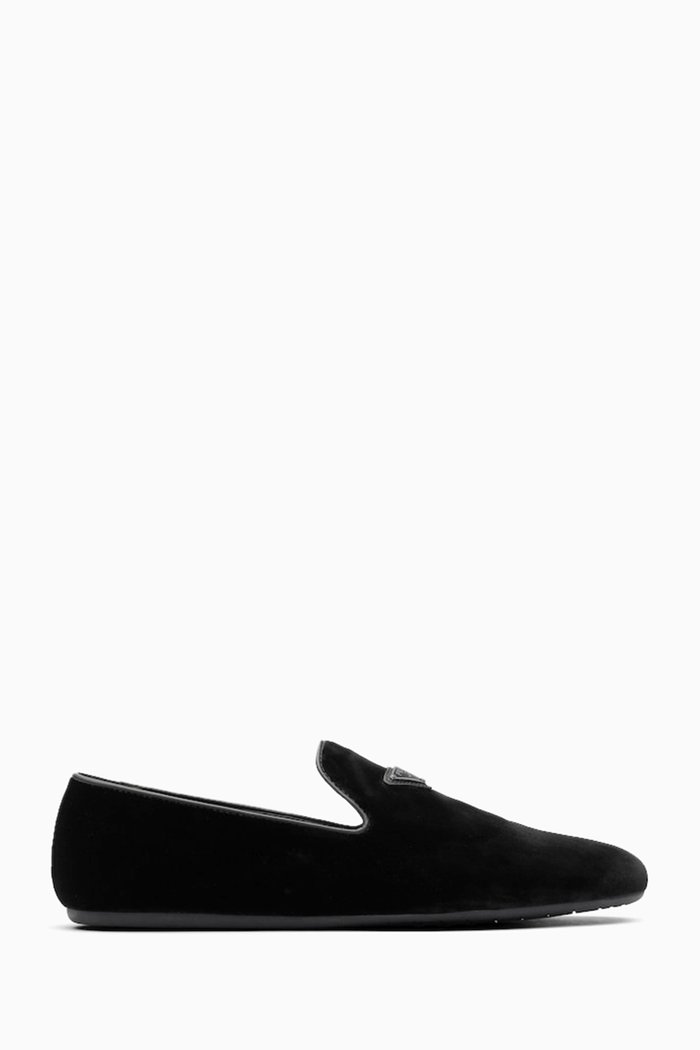 

Logo Loafers in Velvet, Black