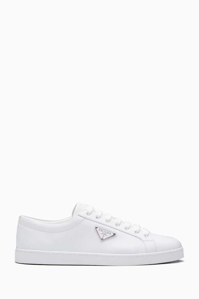 

Logo Sneakers in Brushed Leather, White