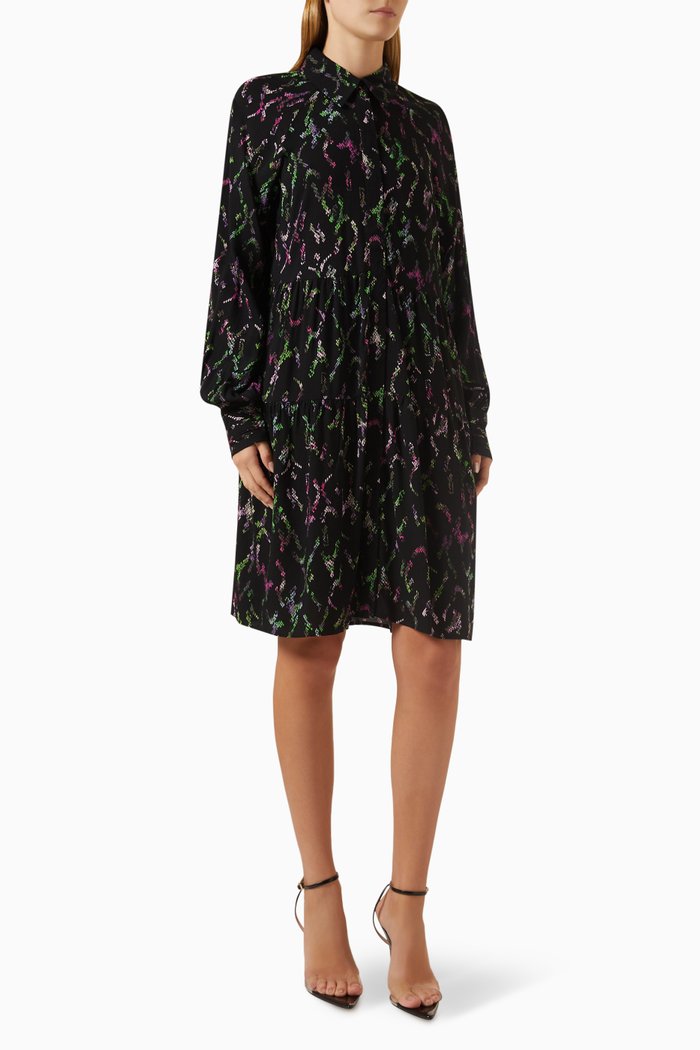 

Yaslinira Shirt Dress in Viscose, Black