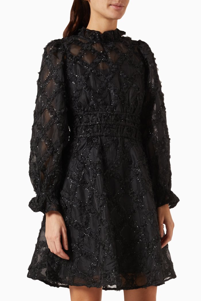 

Yasharlie Mini Dress in Glitter Fabric, Black