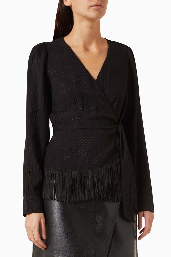 Yasfrilla Wrap Top in Viscose, Black