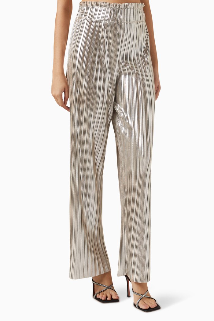 

Yascity Pleated Pants in Metallic-fabric, Silver