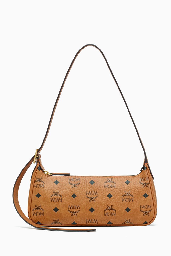 

Small Aren Shoulder Bag in Visetos, Brown