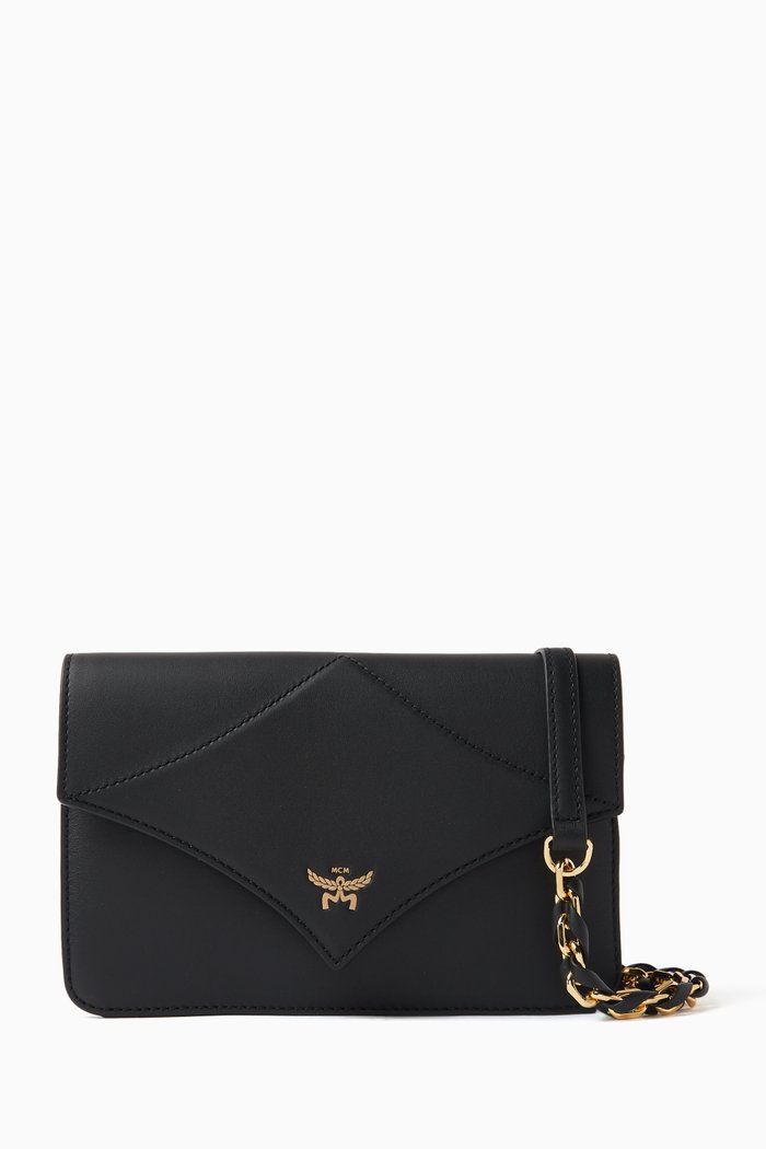 

Diamond Crossbody Bag in Leather, Black