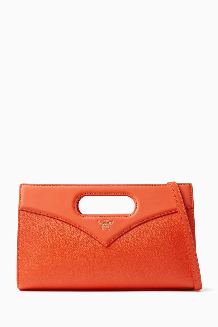 

Diamond Crossbody Bag in Leather, Orange