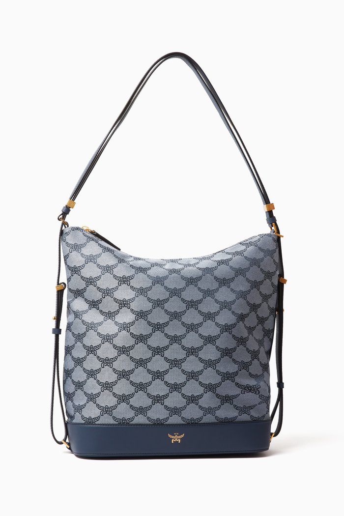 Large Himmel Shoulder Bag in Lauretos Monogram Canvas, Blue