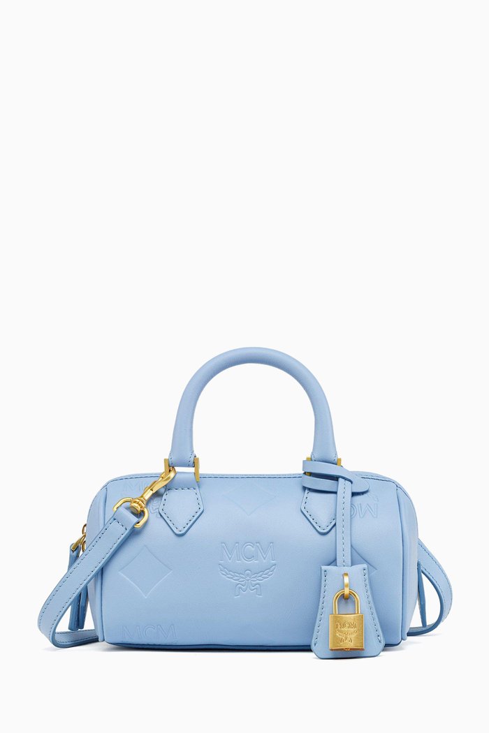 Small Ella Boston Bag in Leather, Blue