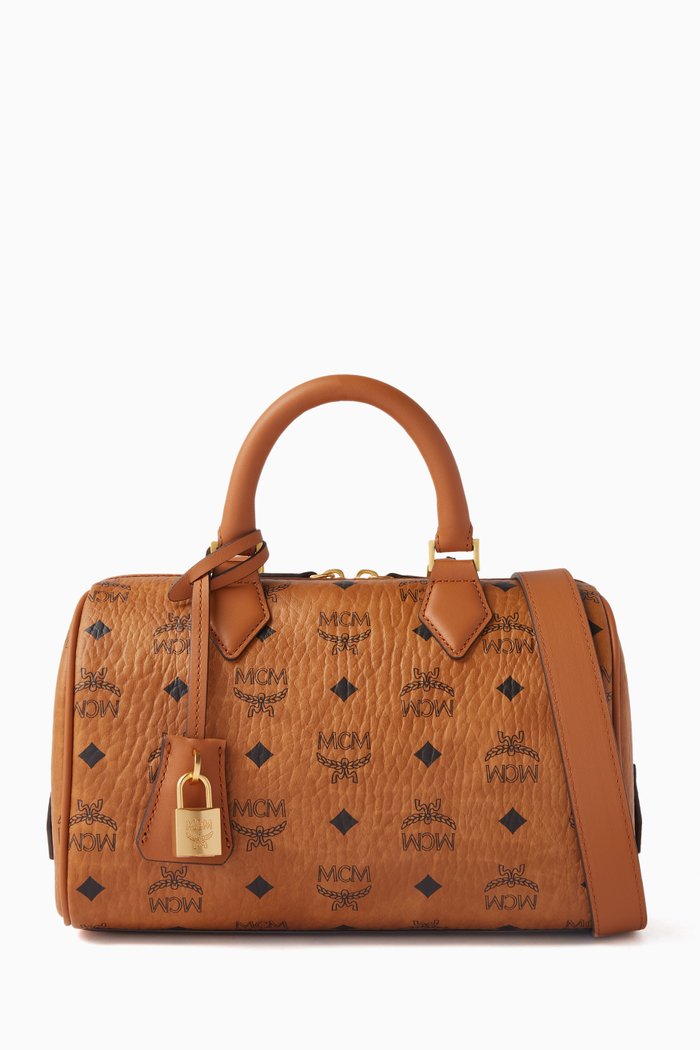 

Small Boston Bag in Visetos Canvas, Brown