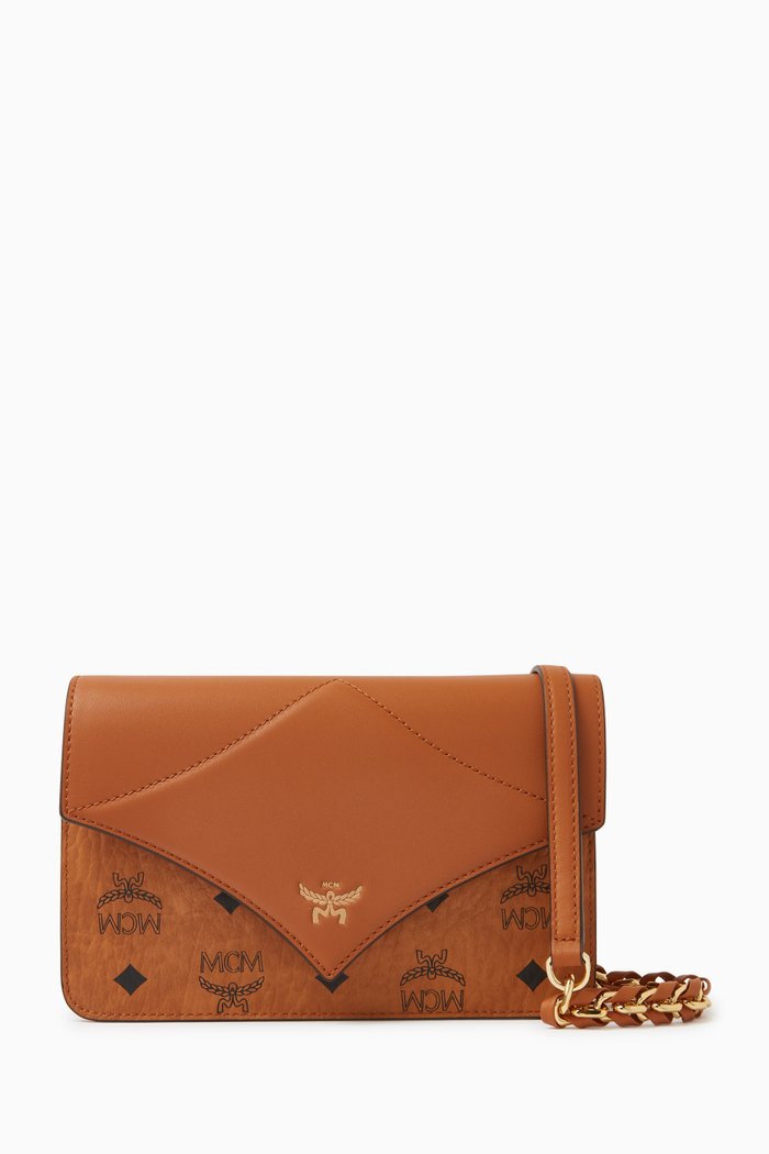 Diamond Crossbody Bag in Visetos Canvas & Leather, Brown
