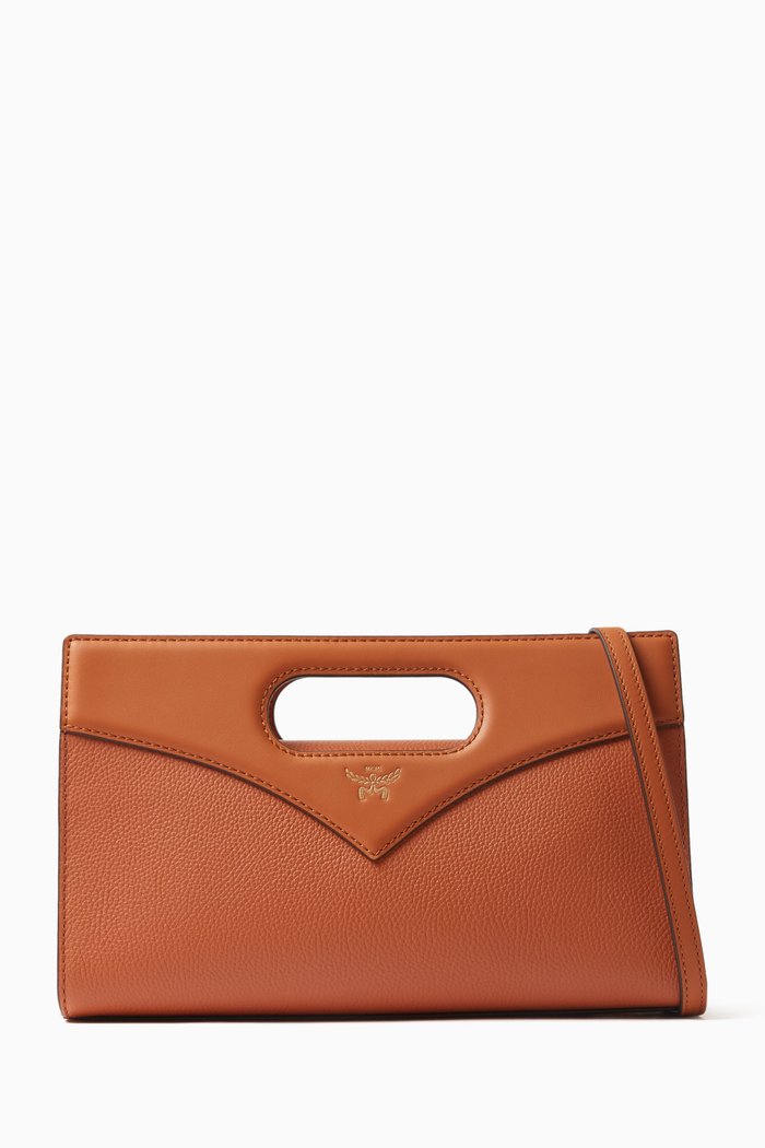 Diamond Crossbody Bag in Leather, Brown