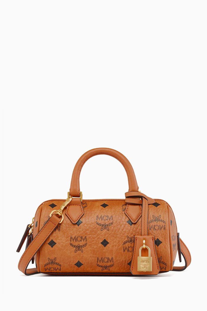 

Mini Ella Boston Top-handle Bag in Coated-canvas, Brown