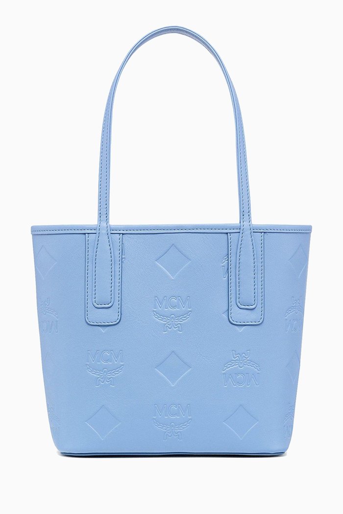 

Mini Liz Shopper Bag in Monogram Leather, Blue