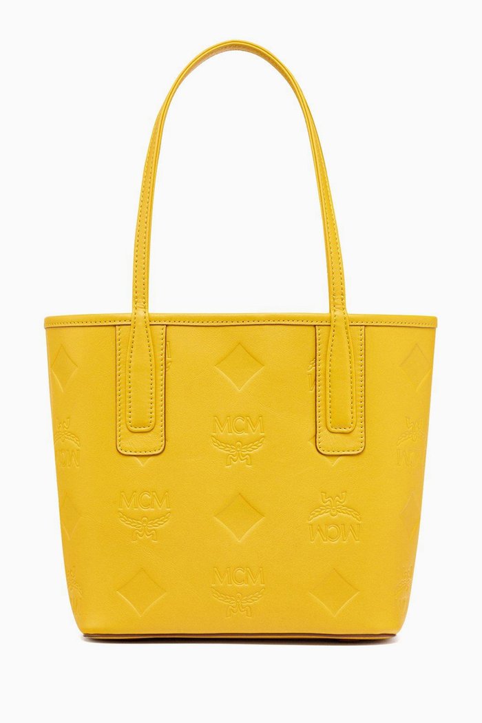 

Mini Liz Shopper Tote Bag in Monogram Leather, Gold