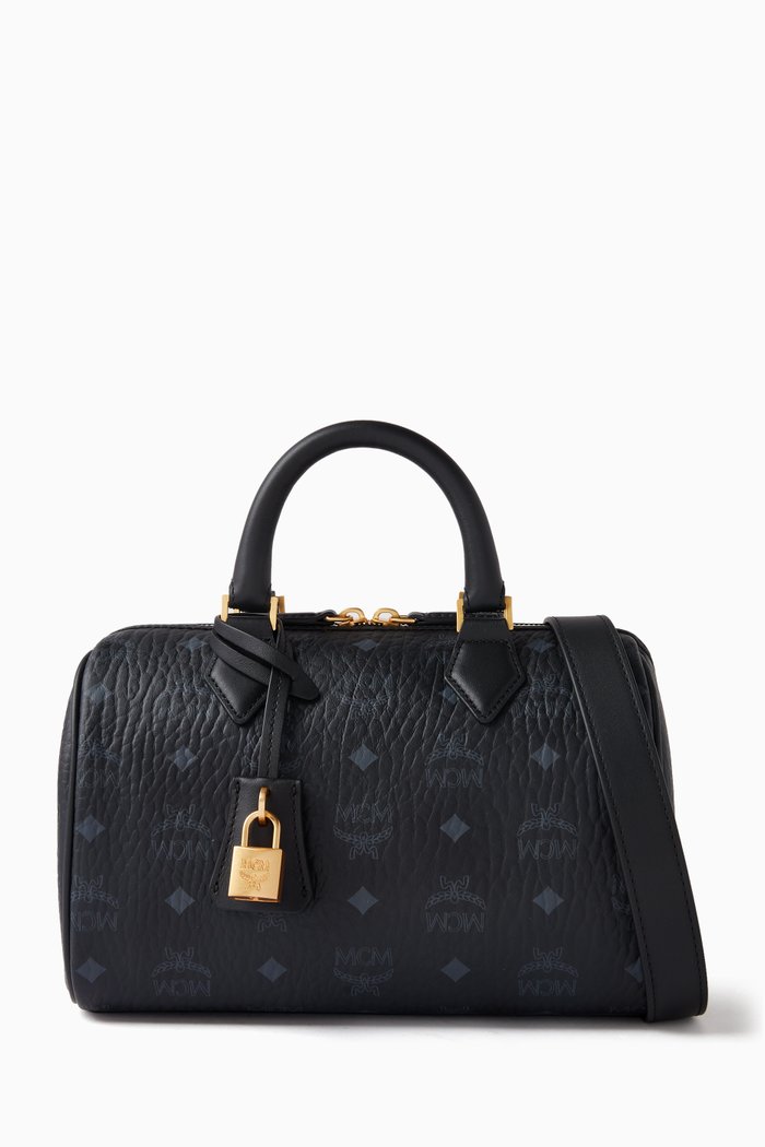 

Small Boston Bag in Visetos Canvas, Black